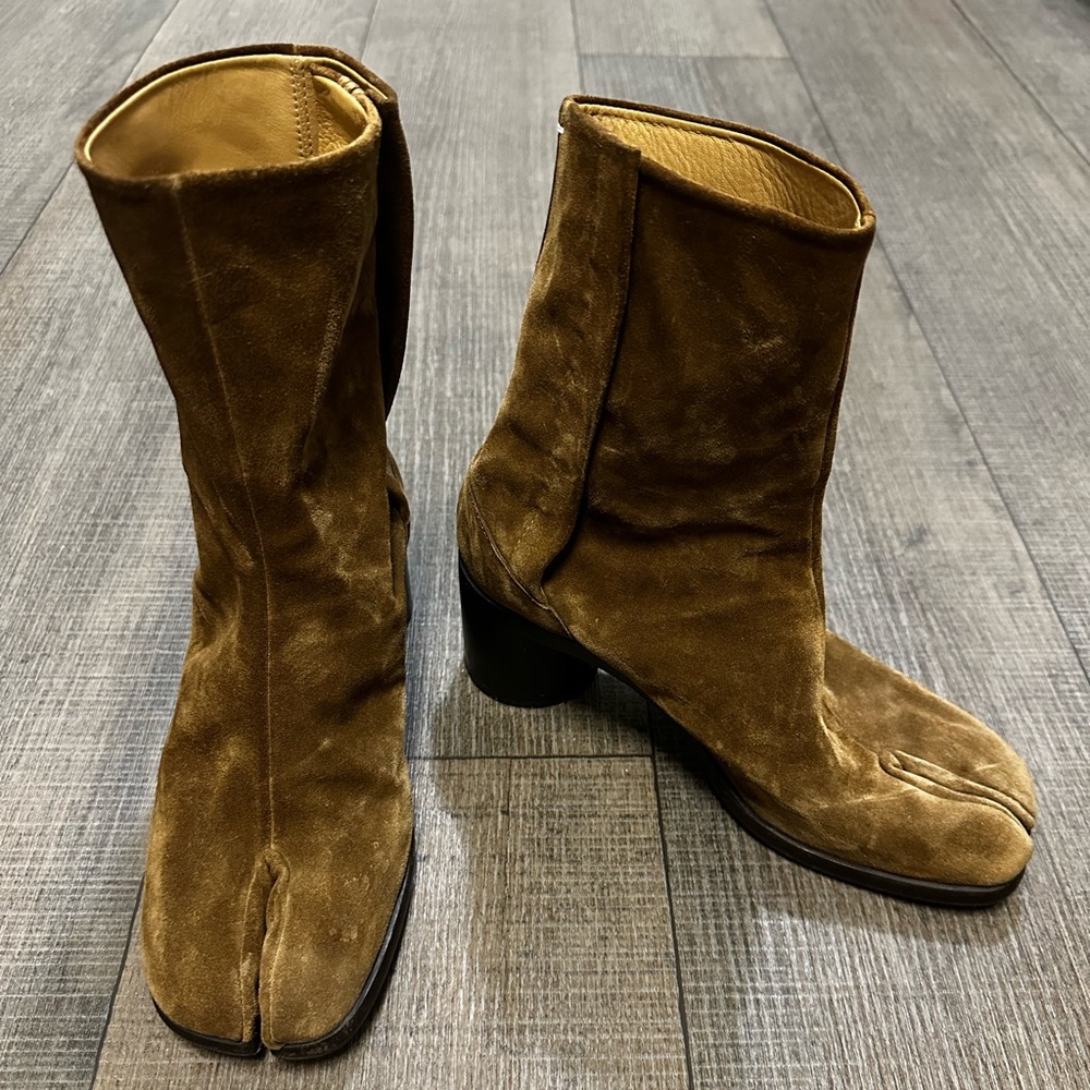Maison Margiela Beige Suede Tabi Ankle Boots
